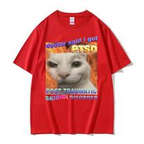 Skibidi Disorder Funny Cute Cat Meme Tee Shirt Gift Unisex Women Vintage Fashion Casual Cotton Short Sleeve Tshirt Streetwear S
