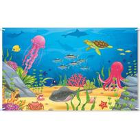 Cartoon Summer Ocean Photography Backdrop Polyester Jellyfish Turtle Party Hanging Banner Celebrate Animal Party Background