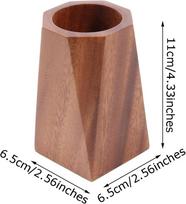 Walnut Wooden Pencil Holders Stand for Desk Vintage Rustic Natural Wood Pen Cup Organizer for Desktop Office Makeup Brushes