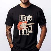 Lets Rock Electric Guitar Music Lover Band Guitarist Retro Blue And White Graphic T Shirts Men Clothing England Style S įvairiaspalvis