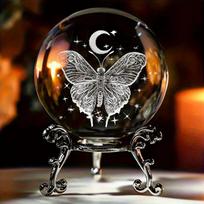 One butterfly moon crystal ball decoration, birthday gift glass ball, a home decoration with a base, a birthday gift for girlfri