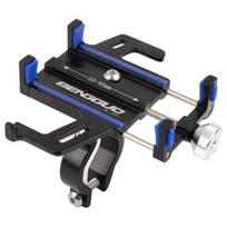 Bicycle Phone Holder Screw Mounted Alloy Phones Anti-slip Shockproof Aluminum Adjustable Knob Fixing Universal Handlebar mėlyna