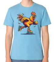 Roller Skating Rooster Funny Retro Animal Graphic Unisex T-Shirt S įvairiaspalvis