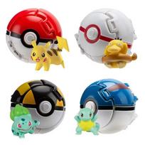 Pokeball Battle Set, 4 in 1, High-Quality Durable PVC, STEM Toys, Party Props, Holiday Gifts, Cake Decorations, Multicolor Plastic
