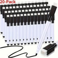 20/50 Black Dry Eraser Marker with Built-In Eraser Caps - Mini Whiteboard and Blackboard Pens for School, Office and Home Use juoda