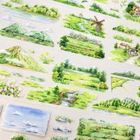 Washi Pet Tape Journal P13 Haruno 9999 Pastoral Mountain Ancient Chinese Scrapbooking Planner Sticker Card Diy Loop Sample