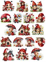 17Pcs DIY Cute  Ladybug Clip Art Ladybug Elf Stationery Stickers Hand-Drawn Paris  Daily Life, Planner, Journal Decoration balta