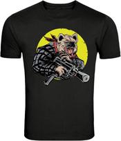 Gangster Bear with Pistol Bandana Cartoon Graphic T-Shirt S įvairiaspalvis