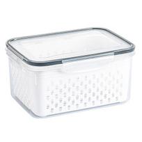 850/1750/3300 ML Home Crisper Box with Drainage Basket Transparent Good Seal Leakproof Buckle Lock Stackable Thickened Food Grade Material M