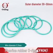 Green Fluororubber O-ring, OD 30/35/40/45/50, 5.7mm Cross-section, Wear & Pressure Resistant Seal OD 30*5.7mm (5 pcs) Green Fluororubber O-ring