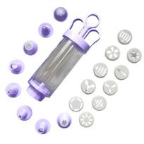 1 Set Cream Syringe Food Grade Non-stick Multi-Purpose Hand Making DIY Biscuit Cake Icing Piping Mold for Kitchen violetinė