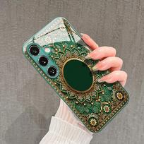 Green mandala pattern Exquisite PhoneCase for Samsung Galaxy S26 S25 S24 S23 S22 S21 FE Ultra Plus  Men women Built-in glass For Galaxy S26