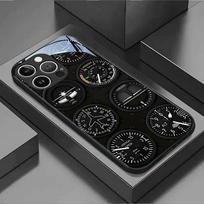 Aviation Instrument Pattern Tempered Glass Black Phone Case For Samsung Galaxy S25 S24 S23 Ultra Plus FE Shockproof Cover Galaxy S24 Ultra