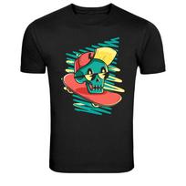 Skull Skateboard Graphic T Shirt Cool Streetwear Skater Tee S įvairiaspalvis