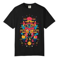 Skull Mask Abstract Colorful Art TShirts, Comfort Colors, Unisex Streetwear Tee S įvairiaspalvis