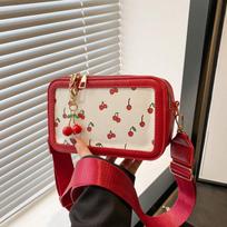 Artistic Print Shoulder Bag, Wide Strap Convertible Crossbody Purse for Women, Multi-Way Day To Night Tote CLE 20x8x12.5cm raudona