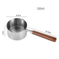 with Scale Milk Pan Wooden Handle Small Sauce Pan Multifunctional Measuring Spoon  Butter Melting 250ML
