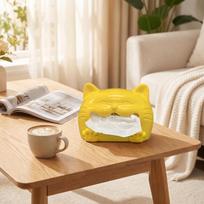 Creative Cat Shaped Tissue Box Holder Decorative Home Accessories Resin Material Durable Design for Living Room Bathroom Office Use one size geltona