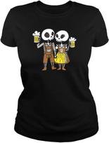 Skeleton Drinking Womens T Shirt - Oktoberfest Halloween Cotton Shirt for Women - Short Sleeve Crew Neck Soft Fitted Tee S įvairiaspalvis