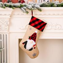 Festive Christmas Stockings Burlap Fabric With Adorable Snowman Santa And Reindeer Designs Santa Sock