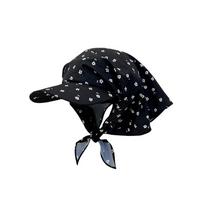 Cotton Strappy Bandana Hat Korean Style Floral Headscarf Hat Casual Flower Baseball Cap  Girl juoda