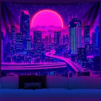 Tapestry City Dark Night Japanese anime 75x100 juoda