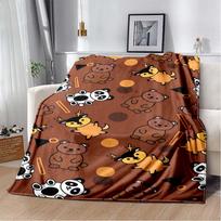 Pink Smile Face & Flower Print Flannel Blanket, Soft Cozy Warm Throw for Bed Sofa Couch, Lightweight All Season Plush Cover 80cm x 120cm