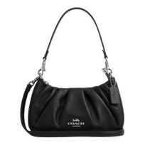 COACH Teri 26 logo zipper closure cowhide hand-held crossbody shoulder bag medium women's black juoda