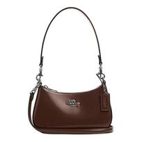 COACH Teri 20 Logo Zip Closure Calf Leather Crossbody Shoulder Bag Small Women's Maple ruda