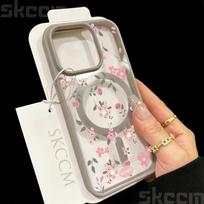 Flower Transparent Phone Case For iPhone 16E 16 15 14 13 11 12 Pro Max Plus X XS Max XR Magnetic Wireless Charge Phone Cover iPhone 16 Pro Max