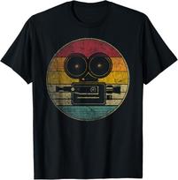 Movies Camera Motion Pictures Cinephile Vintage Retro T-Shirt S įvairiaspalvis