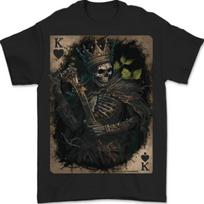 26 King of Hearts Skull Playing Cards Mens T-Shirt 100% Cotton Unisex T-Shirt S įvairiaspalvis