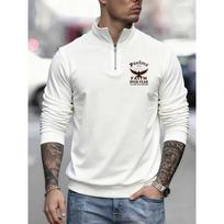 Psalm, Faith Over Fear Print New Men's Casual Sports Shirt Cool Fashion Zipper Long Sleeve Sports Shirt Top S balta