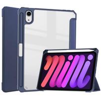 Tablet Case For iPad mini 7 Tri-Fold Acrylic Soft Shell Pen Slot Leather Case for iPad mini7 tamsiai mėlyna spalva