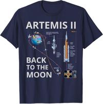 Artemis II kosminė misija 2026 SLS raketos paleidimas į Mėnulį Marškinėliai S įvairiaspalvis