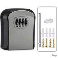 Wall Mount Key Lock Box 4 Digit Password Code Security Lock No Key for Home Office Key Safe Secret Storage Box Organizer Regular style pilka spalva