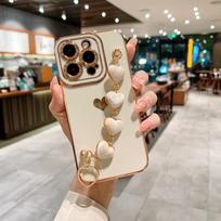 Applicable To IPhone16 Mobile Phone Case Electroplated Love Plush Bracelet 14Promax Apple 15 Protective Case 13 Anti-fall iphone 14