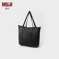 MUJI Recycled Nylon Foldable Vertical Travel Bag juoda
