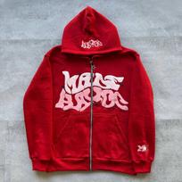 Men's Gothic Hip Hop Large Jacket Street Hoodi Y2K Letter Printed Hooded Women's Harajuku Zipper Hooded Sweatshirt XS raudona