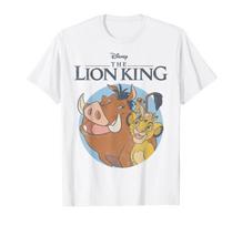 Disney Liūtas Karalius Timonas, Pumba ir Simbas Portretas Logotipas Marškinėliai_ L white