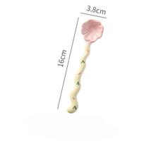 Ceramic long handled spoon for household use, cute Instagram style mixing coffee spoon, macaron ice cream spoon