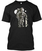 Funny Astronaut Outerspace Skater Sh T-Shirt Made in the USA Size S to 5XL S