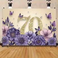2D Romantic Heart Flower Backdrop, 2D Pink Floral Field Wall Decor 47.2x31.5inch/120*80cm