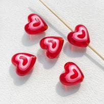 TX76 20mmx19mm 2pcs Cute Glass Petite Heart Beads DIY Straight Hole Exquisite Making Heart Love Red Handmade Bracelet Material 20x19mm(2pcs)