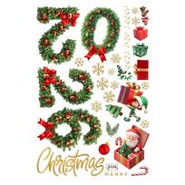 2026 HAPPY N EW YEAR Merry Christmas Green  Needle Bell Window Sticker Holiday Indoor And Outdoor Glass Door And Window Static Sticker CDN One Size