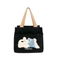 Lunch Bento Tote Wear-Resistant Student Handbag Canvas Lunch Bag Premium Puppy Embroidered Handbag For Tote School Leisure juoda