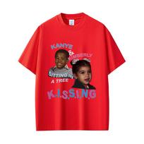 Rapper Kanye West & Kimberly Sitting in A Tree Kissing Funny Meme T-shirt Unisex Women Hip Hop Oversized T Shirts Unisex's Streetwear S