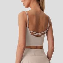 Thin Shoulder Strap Sports Bra With Chest Pad Cool Yoga Beautiful Back High Waist Slimming Training Skirt M