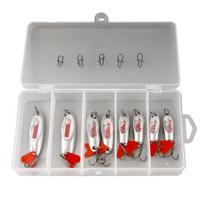 8Pcs 7/10/14/18G Fishing Spoon Lure Crappie Walleye Hook Pike Bass with Sharp Metal Spinner Sequin