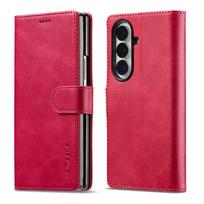 Wallet PU Leather For Samsung Galaxy Z Fold 7 6 5 4 3 Fold7 Fold6 Fold5 Fold4 5G Phone Case with Card Holder Book Cover Galaxy Z Fold7 ryškiai rožinė